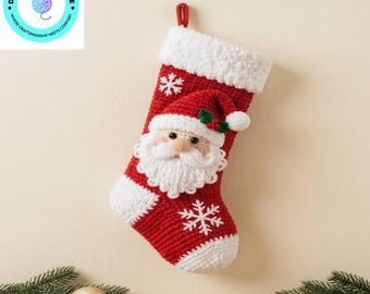 Santa Crochet Stocking Pattern, Christmas Stocking PDF, Holiday Crochet Pattern, Instant Download DIY