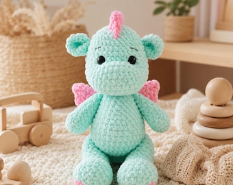 Crochet Dragon Pattern PDF, Amigurumi Plush Tutorial, Digital Download