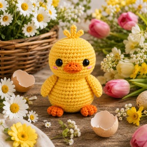 Virkat ankmönster utan symönster i PDF-format med minitillbehör, amigurumi-handledning
