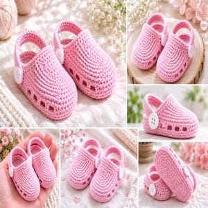 Handmade crochet baby clogs with soft soles, easy DIY sandal and bootie design for infants, digital download pattern.