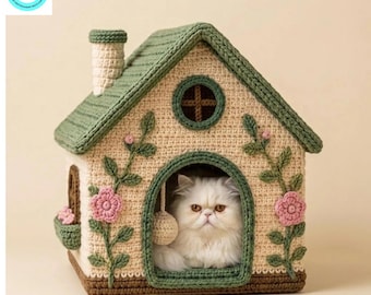 Crochet Cat House Pattern, Cat Cave PDF, Cozy Pet Bed Tutorial, Beginner Friendly
