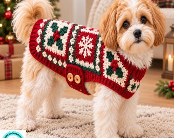 Christmas Crochet Dog Sweater Pattern, Festive Pet Clothes PDF, Beginner Friendly Instant Download