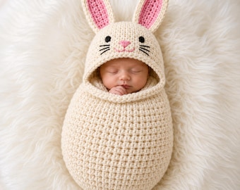 Rabbit Cocoon PDF Newborn Swaddle Crochet Photo Prop Bunny Wrap Digital Pattern