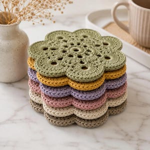 Crochet Flower Coaster Pattern, Easy Mug Rug Tutorial, Beginner Table Decor PDF, Handmade Gift