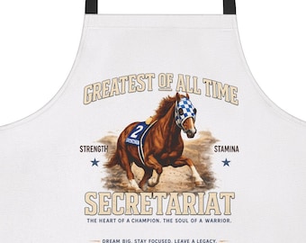 Secretariat Racehorse Print Apron | Horse Racing Kitchen Apron