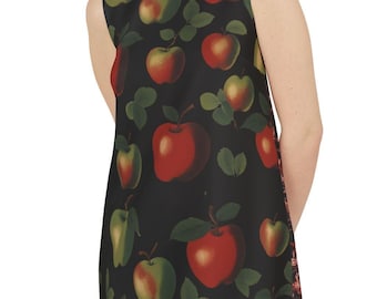 A-line Sleeveless Apple Dress , Vintage Image Modern Vibe, Little Black Dress