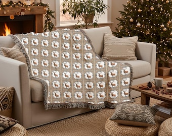 Manta tejida Majestic Stag - Manta de algodón con diseño de ciervo, decoración natural para el hogar