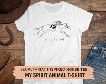 Secretariat Inspired Horse T-Shirt, Minimalist Racehorse Graphic Tee
