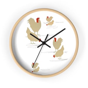Hen Pecking Farm Wanduhr, Huhn Liebhaber Geschenk, Wanduhr mit Tiermotiv, Niedliche Tier Uhr, Bauernhaus Dekor Uhr, Einzigartige Küchenuhr