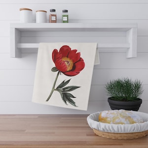 Vintage Pfingstrose Geschirrtuch Set, Floral Küchen Dekor