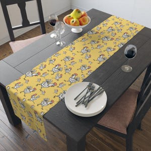 Chicken SketchTable Runner, Farmhouse Decor,  Chicken Lovers, Kitchen Dining Linens