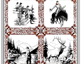 Rustic Western Cloth Napkin Set – Vintage Cowboy & Rodeo Table Decor –  Lodge Wedding Napkins