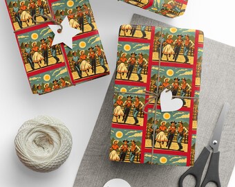 Vintage Cowboy Wrapping Paper: Rustic Western Gift Wrap