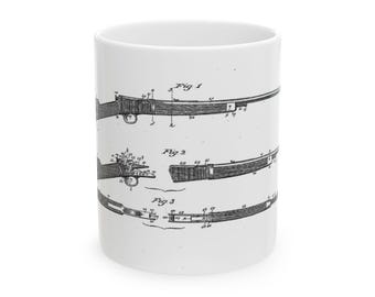 Rifle Patent Drawings Mug. Gift for Shooters, Outdoorsman, Hunter, Reloaders, Firearms Collectors.