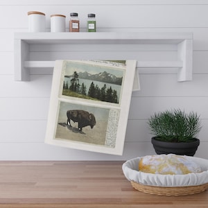 Paños de cocina, postales antiguas del Parque Nacional de Yellowstone, decoración de cocina, regalo para viajeros, toalla de camping, decoración de cabañas