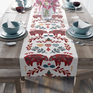 Colorful Nordic Bears Table Runner (Cotton, Poly) Hygge Kitchen, Nordic Design LoversNo