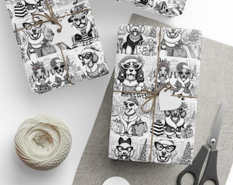 Cool Dogs Christmas Wrapping Paper, Quirky Gift Wrap