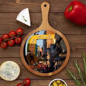 Tabla de charcutería grabada de Livingston Montana: bandeja de madera de acacia y pizarra