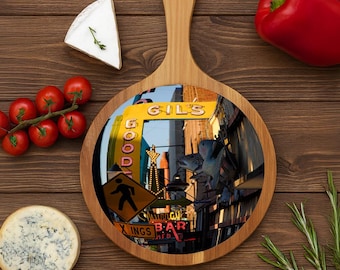 Engraved Livingston Montana Charcuterie Board: Acacia Wood & Slate Serving Platter