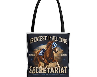 Secretariat racehorse illustration Tote Bag | Greatest of All Time racing design
