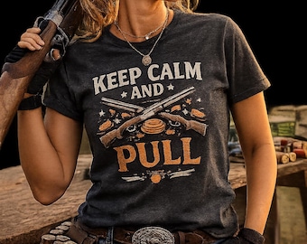 Keep Calm Pull T Shirt, Trap Skeet Shooting Tee, Clay Target Apparel