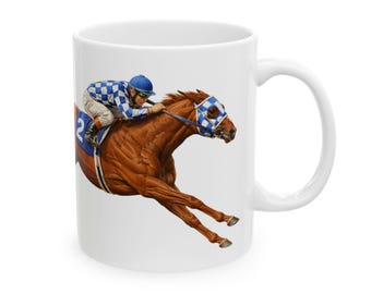 GOAT Secretariat Illustration Mug | Horse Racing Champion Ceramic Mug