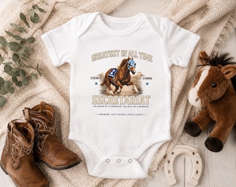 Secretariat Baby Bodysuit, Greatest of All Time Racehorse Onesie, Triple Crown Horse Baby Gift, Kentucky Derby Nursery Outfit