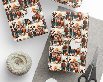 Funny Farm Animals Gift Wrap, Birthday Holiday Paper