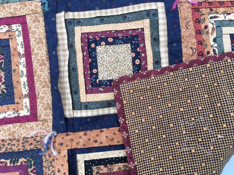 Pleated Log Cabin Quilt Kansas Troubles log cabin 48x58 Etsy