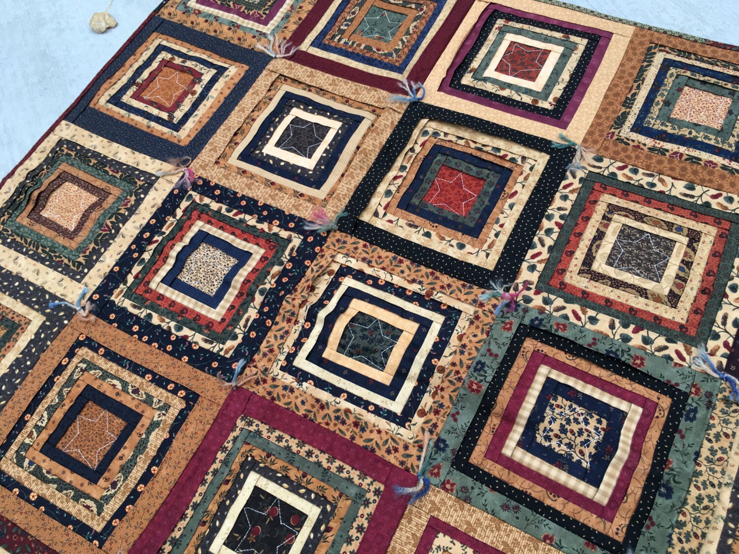 Pleated Log Cabin Quilt Kansas Troubles Log Cabin 48x58 Etsy UK