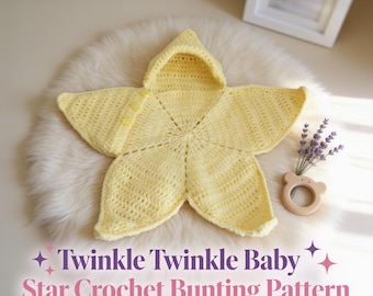 Crochet Baby Twinkle Baby Star Bunting Pattern Baby Star Sleep Sack Amigurumi For  New born & Beginner Easy Crochet Instant Download Pattern