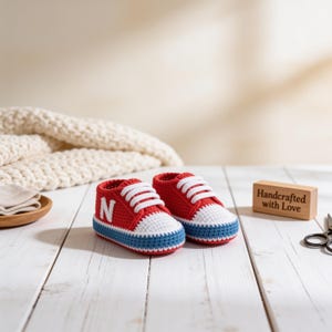 Crochet Baby Sneaker Booties Pattern Easy Crochet Baby Shoes Gift Crochet Baby Booties Pattern Newborn Shoe Pattern Baby Shower Gift image 5