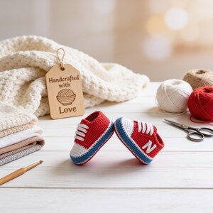 Crochet Baby Sneaker Booties Pattern Easy Crochet Baby Shoes Gift Crochet Baby Booties Pattern Newborn Shoe Pattern Baby Shower Gift image 4
