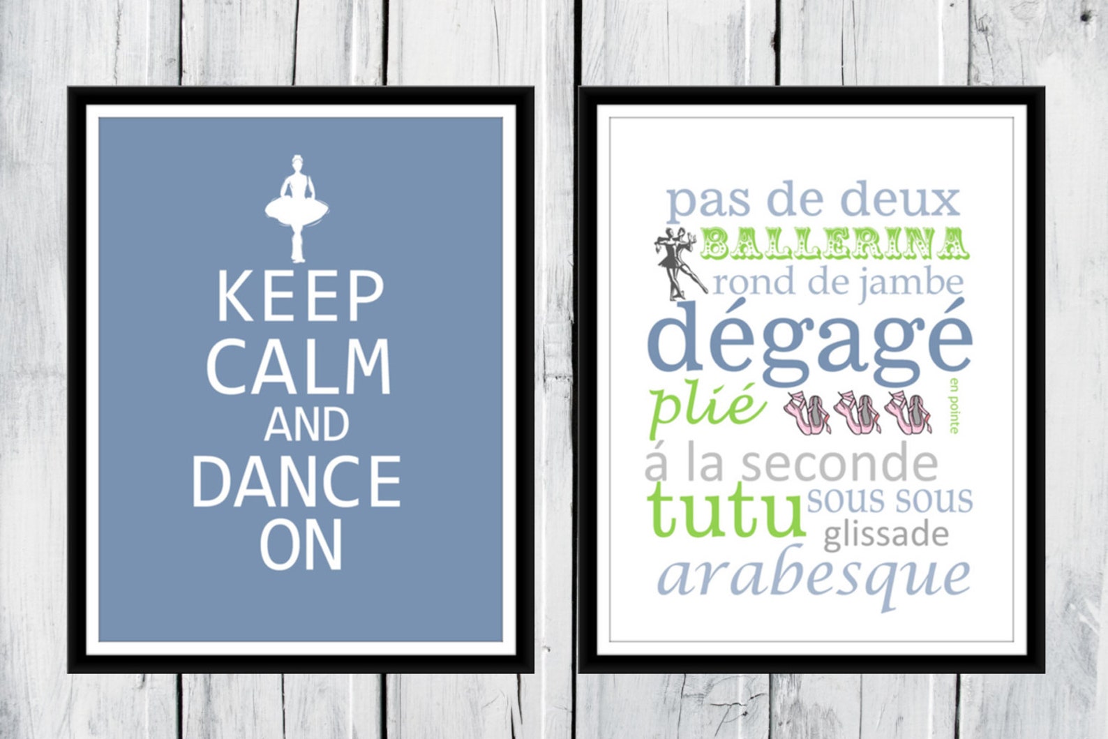 ballet word art - keep calm and dance on set of 2 - you choose size and colors
