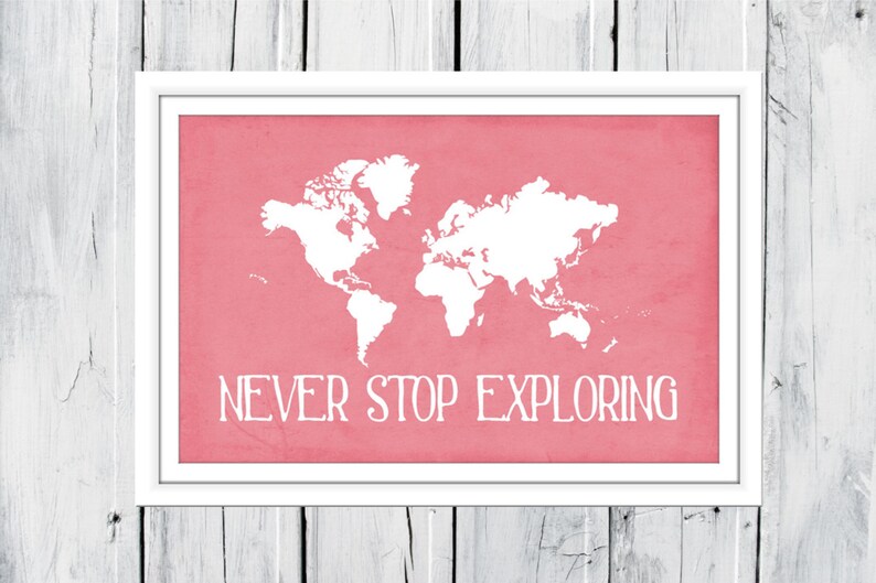 World Map Print Nursery Wall Decor Custom Colors Etsy