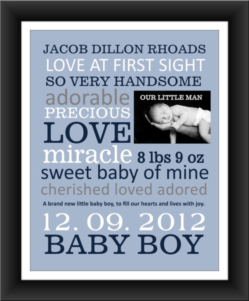 Customized Baby Boy With Picture Subway Art Digital Download Etsy