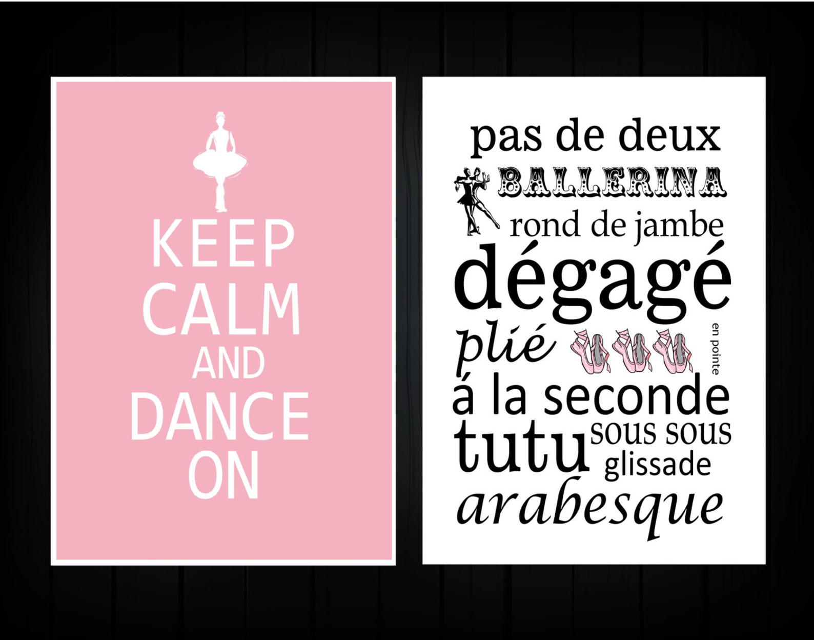 ballet word art - keep calm and dance on set of 2 - you choose size and colors