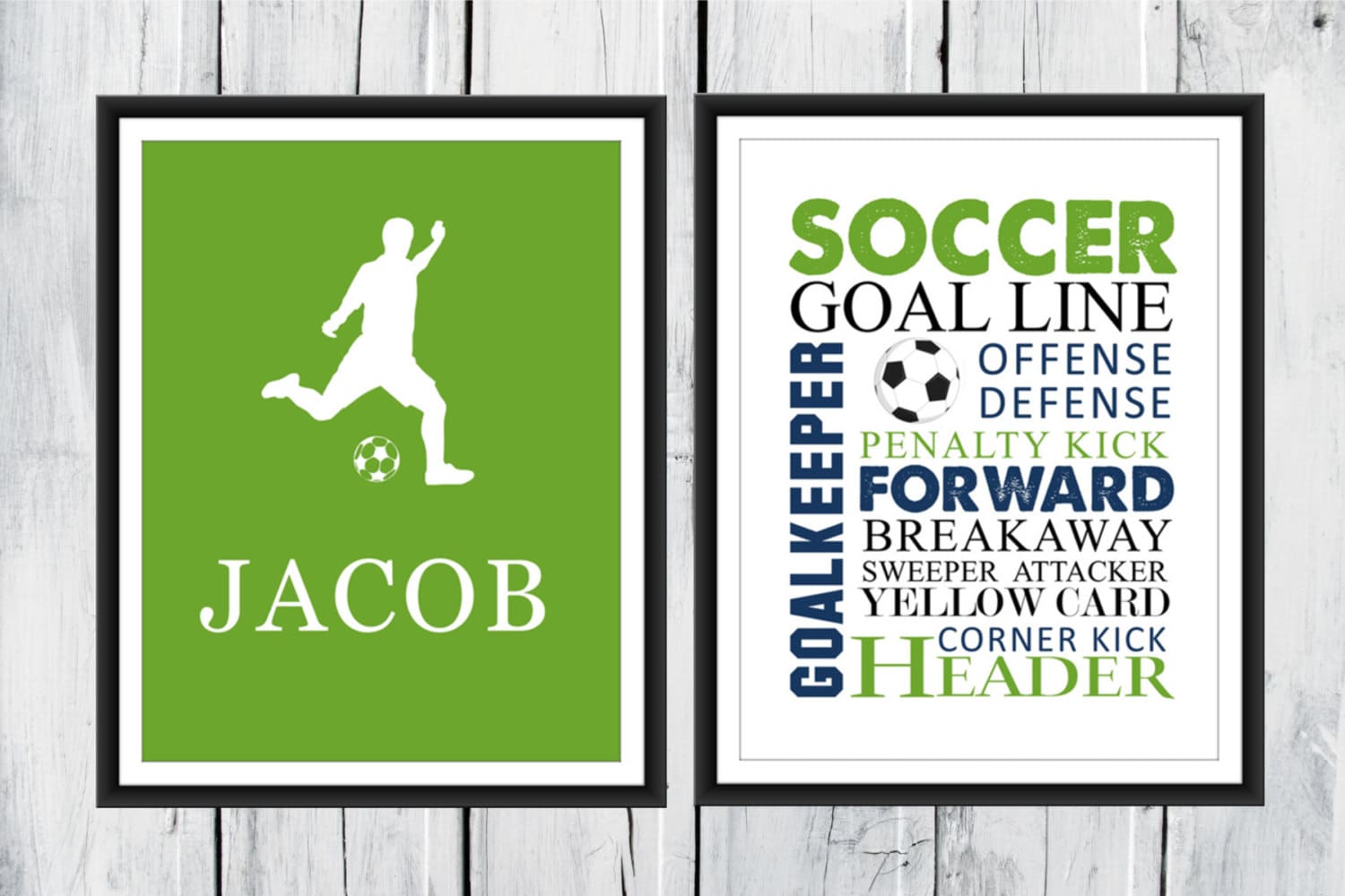 Soccer Word Art Print 2 Piece Set Custom Colors and Sizes | Etsy