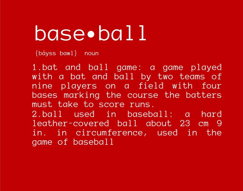 Baseball Definition SPORTS Decor Baseball Nursery CANVAS Etsy