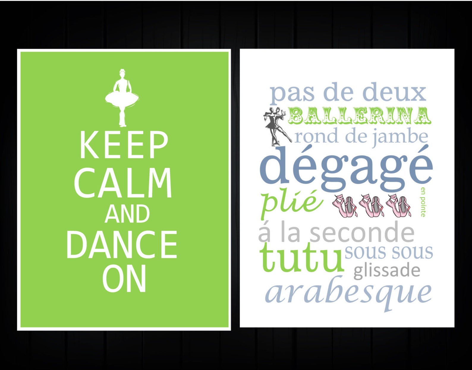 ballet word art - keep calm and dance on set of 2 - you choose size and colors