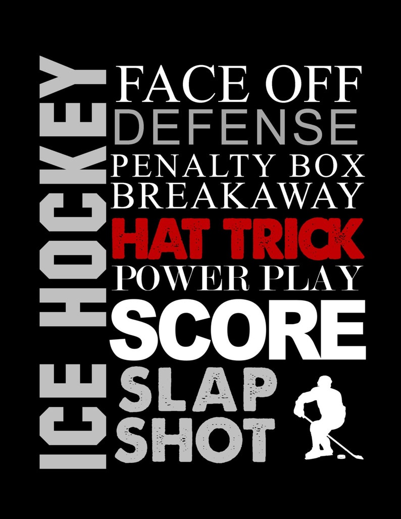 ICE HOCKEY Word Art Print 2 Piece Set Custom Colors and Etsy