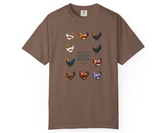 Heritage Chicken Breeds Field Guide Shirt | Backyard Chicken Keeper Gift | Vibrant Hen Breed Chart Tee | Comfort Colors Farm