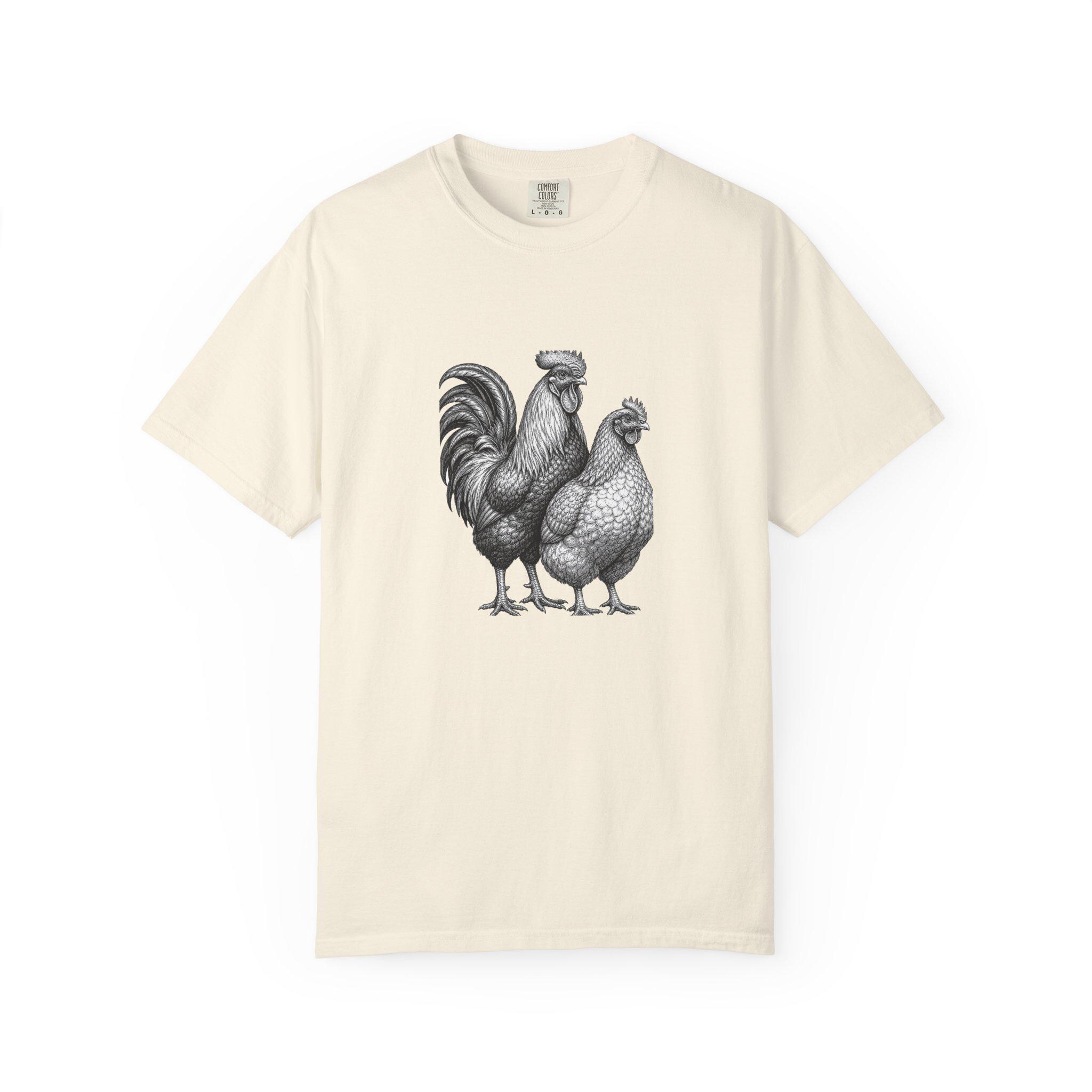 Vintage Rooster Hen Engraving T-Shirt | Heritage Breeds Backyard Chicken Tee