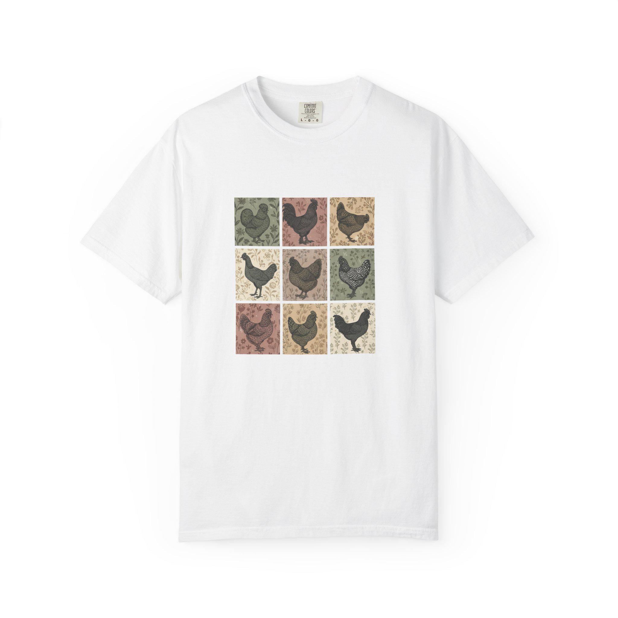 Boho Chickens Heritage Flock Shirt | Cottagecore Backyard Chicken Tee | Folk Art Hen Gift | Comfort Colors Farmhouse Shirt