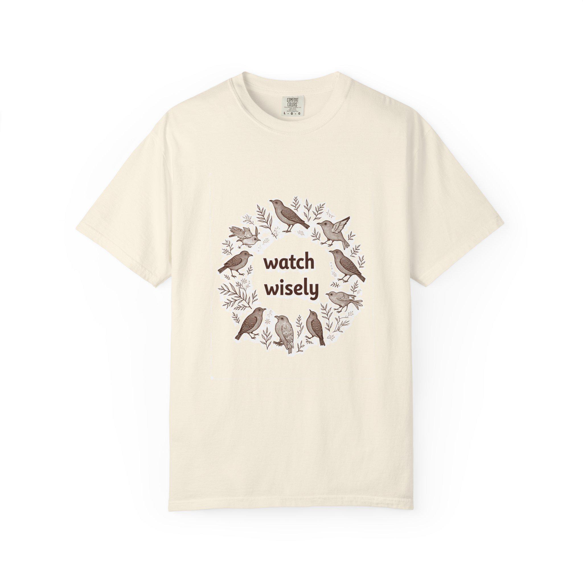 Bird Watching T Shirt, Vintage Birds Engraving, Cottagecore Nature Tee