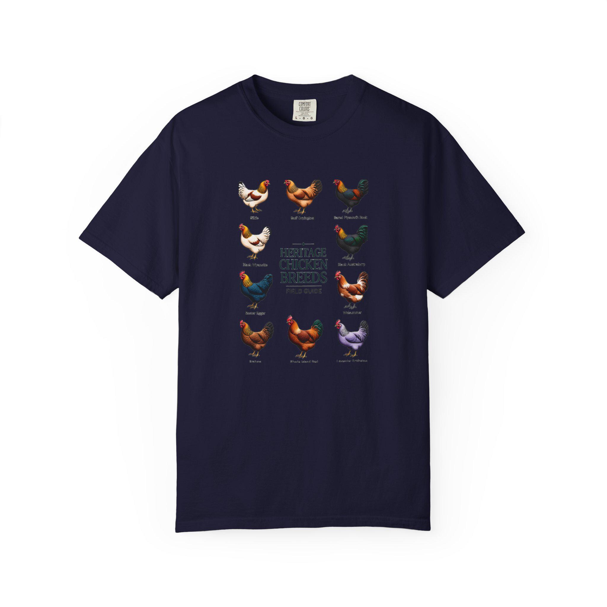 Heritage Chicken Breeds Field Guide Shirt | Backyard Chicken Keeper Gift | Vibrant Hen Breed Chart Tee | Comfort Colors Farm