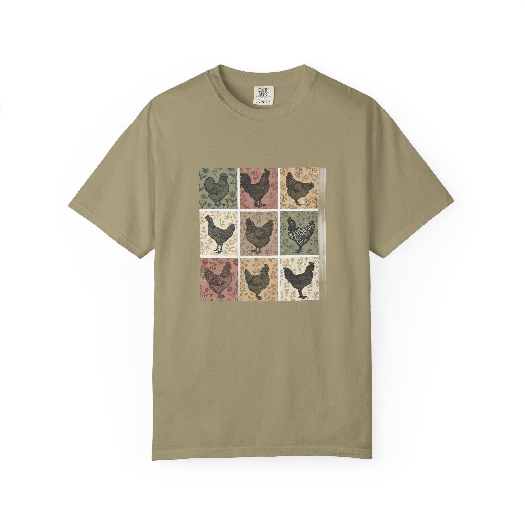 Boho Chickens Heritage Flock Shirt | Cottagecore Backyard Chicken Tee | Folk Art Hen Gift | Comfort Colors Farmhouse Shirt