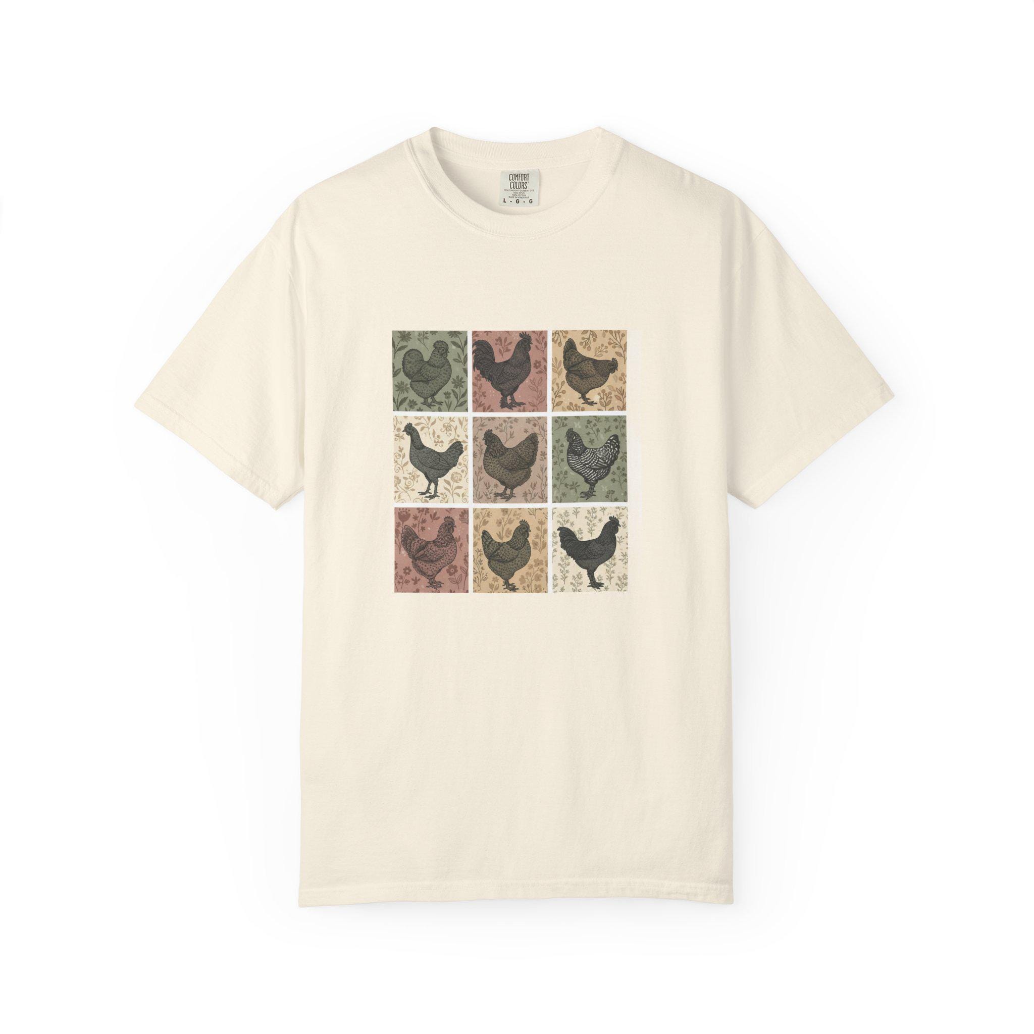Boho Chickens Heritage Flock Shirt | Cottagecore Backyard Chicken Tee | Folk Art Hen Gift | Comfort Colors Farmhouse Shirt