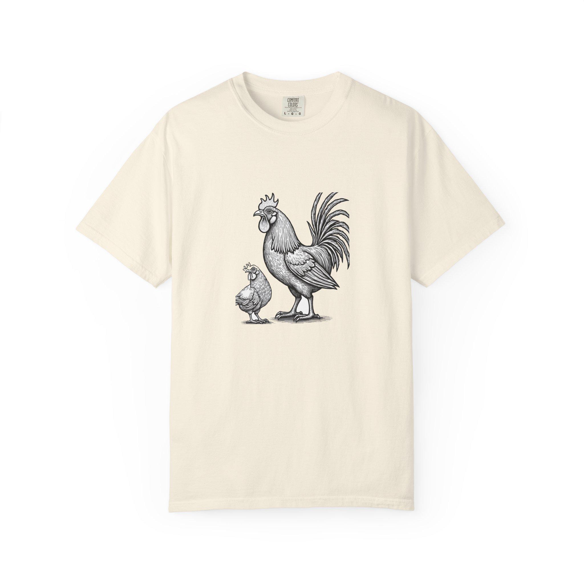 Rooster and Hen Vintage Engraving Tee | Cottagecore Farm Illustration | Backyard Chicken Keeper Gift