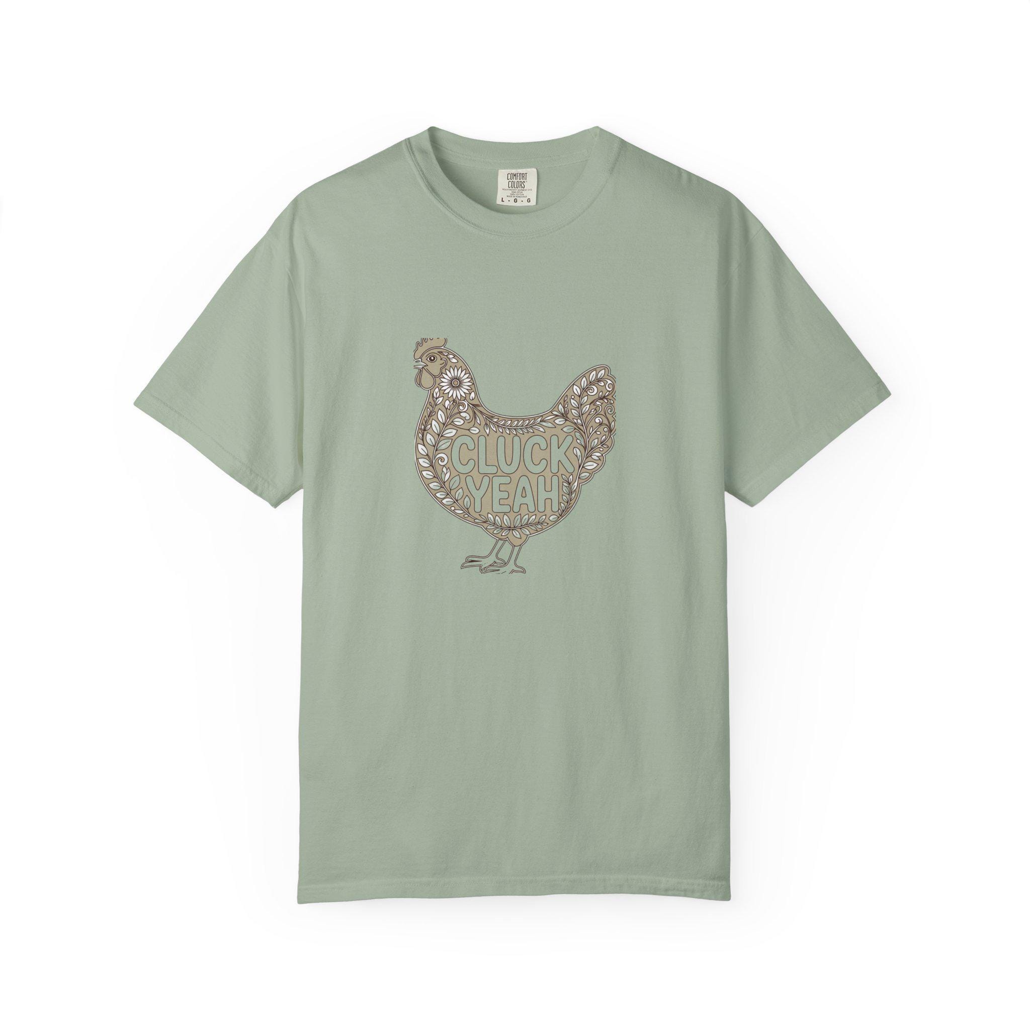Cluck Yeah Shirt | Funny Backyard Chicken Keeper Gift | Folk Art Hen Tee | Comfort Colors Farm Shirt